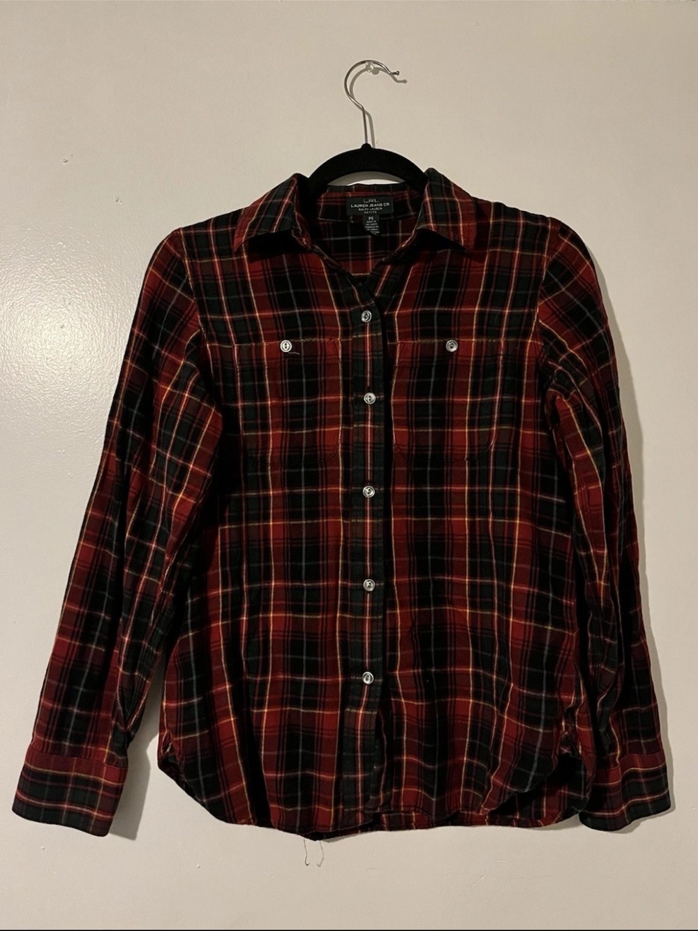 Ralph Lauren Red and Black Plaid Button-Down Shirt - Tab Sleeve